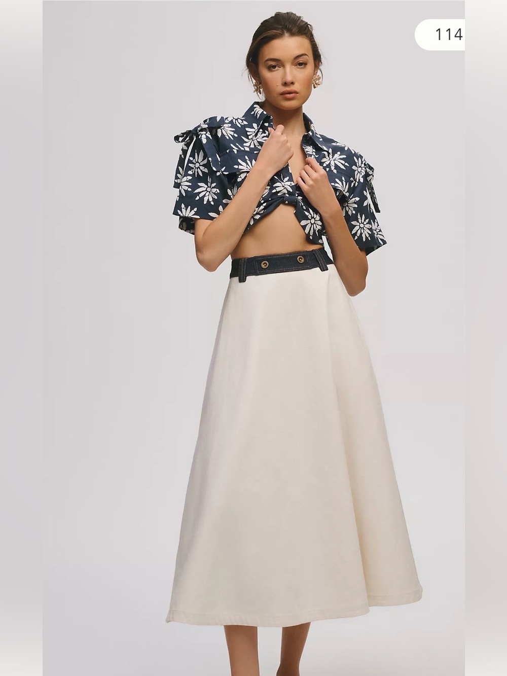 Anthropologie Forever That Girl Belted Denim Skirt L
